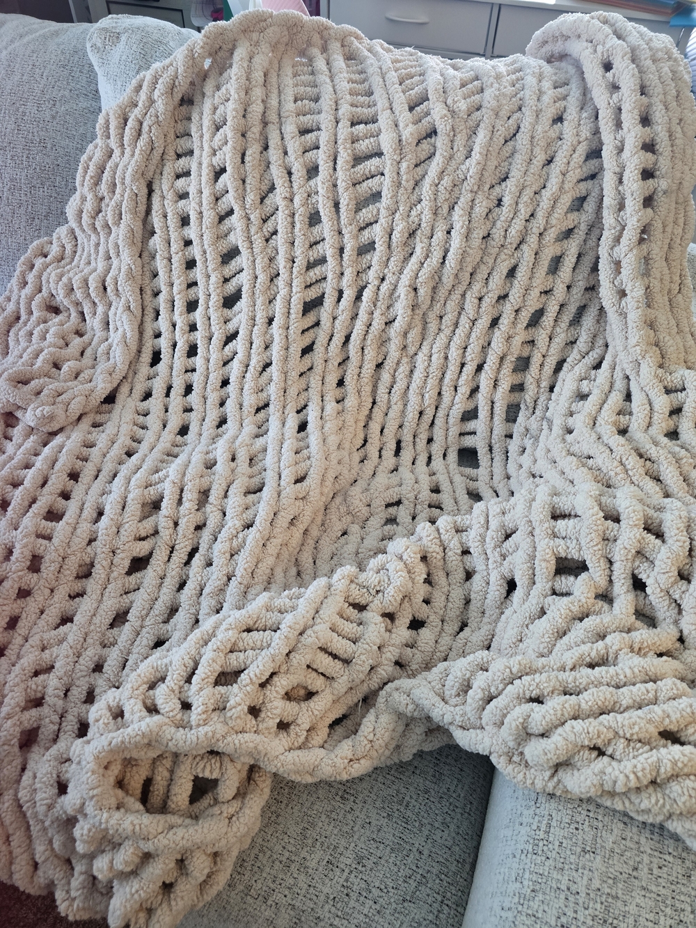 & Other Stories Chunky Open-Weave Throw Blanket - Cream
